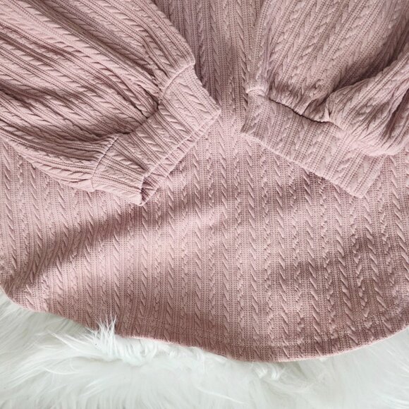 NWT AllegraK Women's Puff Sleeve Ribbed Long Sleeve Shirt, Large, Pink - Picture 6 of 9